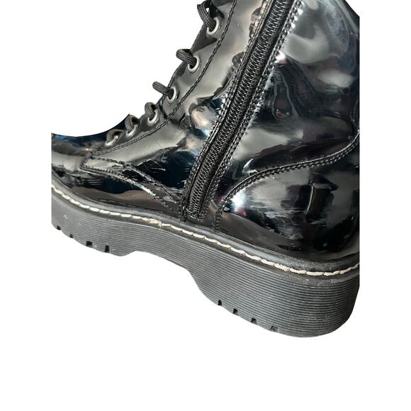 Sincerely Jules Harley Black Patent Platform Combat Boots Size 6.5 Chunky Sole - Picture 7 of 11
